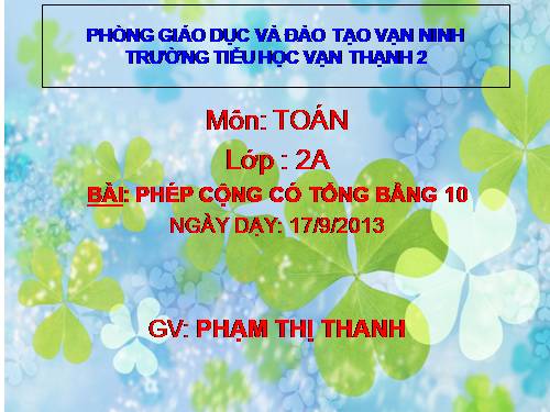 Phép cộng có tổng bằng 10