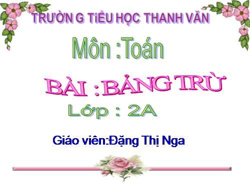 Bảng trừ