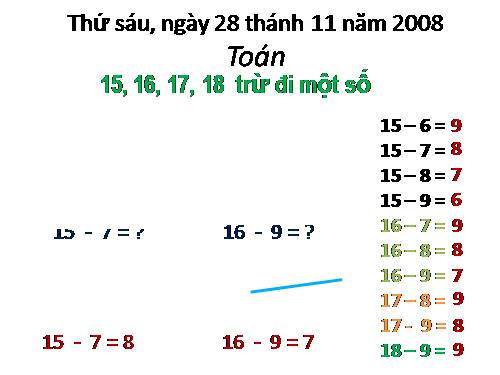 15, 16,17,18 trừ đi một số