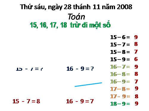 15, 16,17,18 trừ đi một số