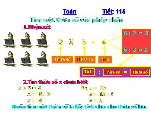 Tìm một thừa số của phép nhân