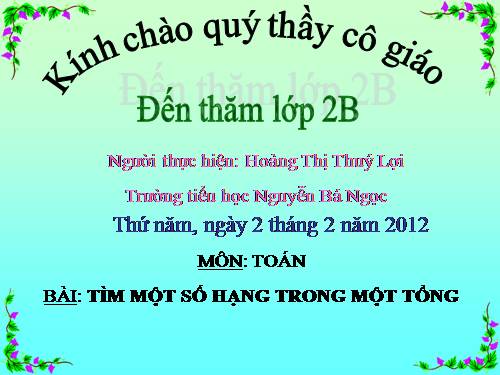 Tìm một số hạng trong một tổng