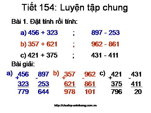 Toán lớp 2 tuần 32 tiết 153 Luyện tập chung