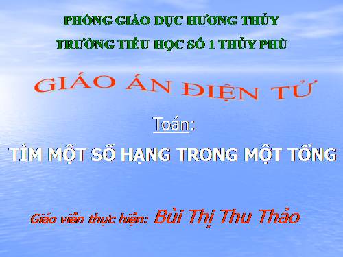 Tìm một số hạng trong một tổng