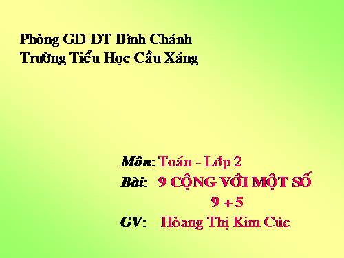 9 cộng với một số: 9 + 5