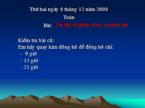 Ôn tập về phép cộng và phép trừ