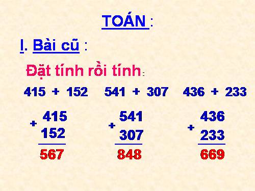 Phép cộng (không nhớ) trong phạm vi 1000