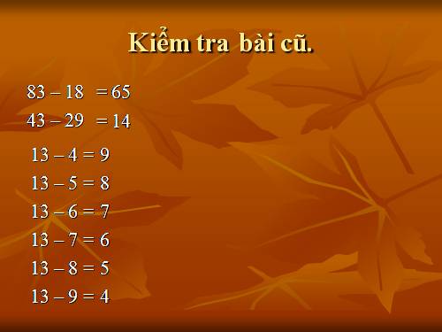 14 trừ đi một số: 14 - 8