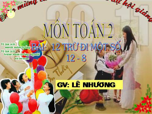 12 trừ đi một số: 12 - 8