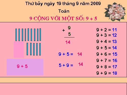 9 cộng với một số: 9 + 5