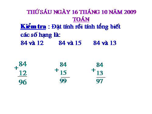 Phép cộng có tổng bằng 100