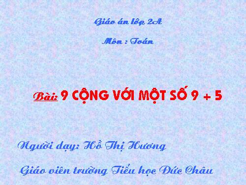 9 cộng với một số: 9 + 5