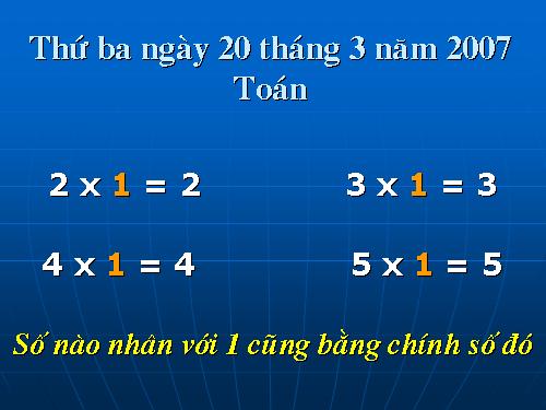 Số 1 trong phép nhân và phép chia