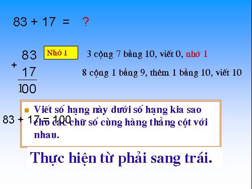 Phép cộng có tổng bằng 100