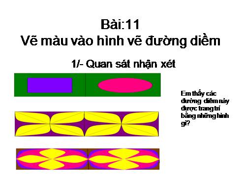 Bài 11. Vẽ tiếp hoạ tiết vào đường diềm và vẽ màu