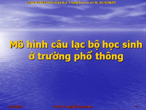 Mo hinh CLB HS o truong PT