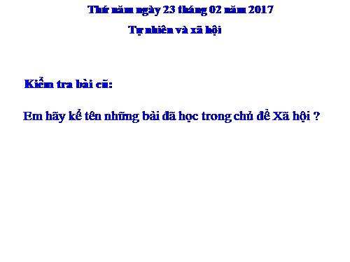 TNXH: Ôn tập xã hội lớp 2