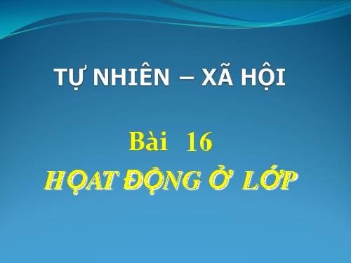 Bài 16. Hoạt động ở lớp