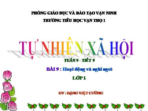 Bài 9. Hoạt động và nghỉ ngơi