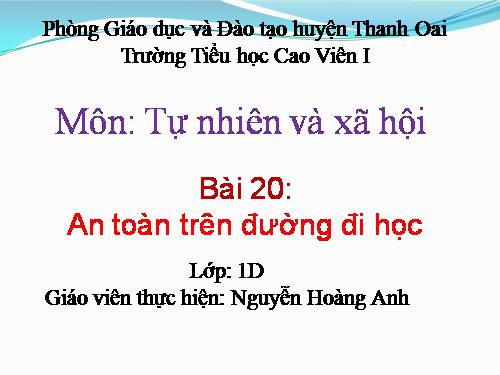 Bài 20. An toàn trên đường đi học