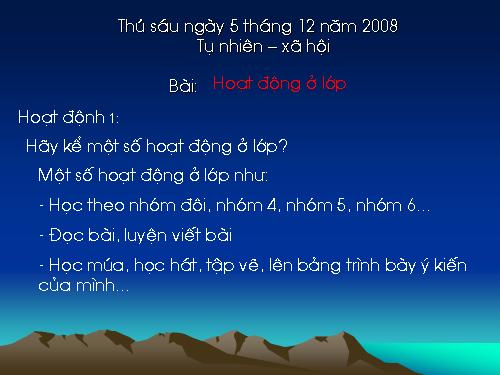 Bài 16. Hoạt động ở lớp