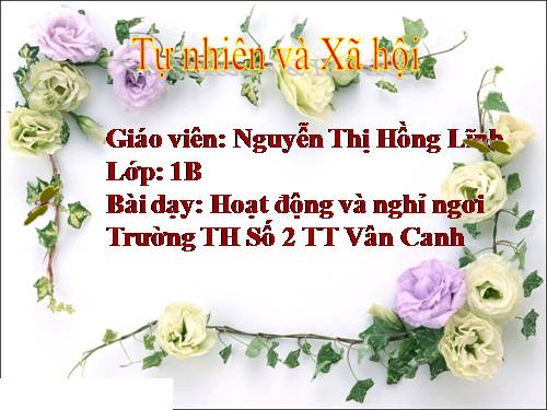 Bài 9. Hoạt động và nghỉ ngơi