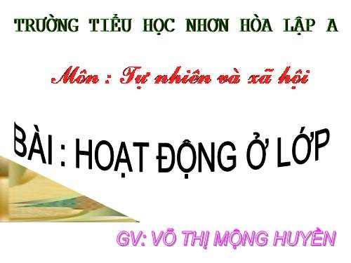 Bài 16. Hoạt động ở lớp