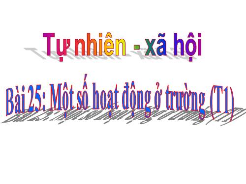 Bài 24. Một số hoạt động ở trường