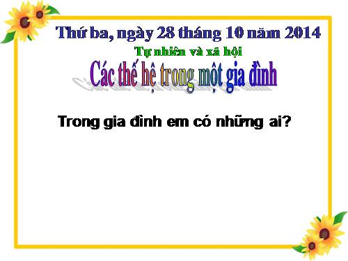 Bài 19. Các thế hệ trong một gia đình