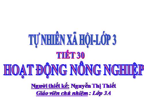 Bài 30. Hoạt động nông nghiệp