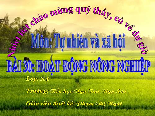 Bài 30. Hoạt động nông nghiệp