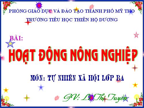 Bài 30. Hoạt động nông nghiệp