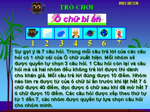 Trò chơi đầu giờ bài Thân cây