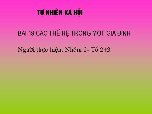 Bài 19. Các thế hệ trong một gia đình