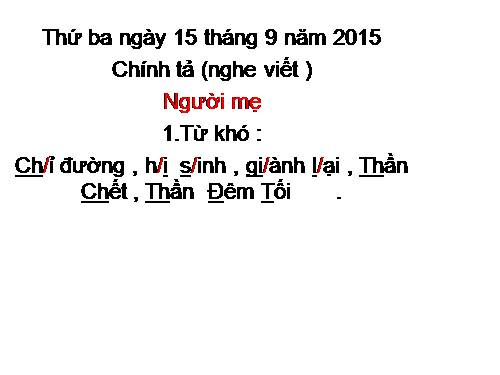 Tuần 4. Nghe-viết: Người mẹ