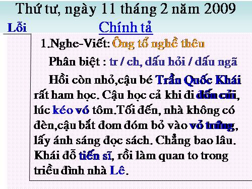 Tuần 21. Nghe-viết: Ông tổ nghề thêu