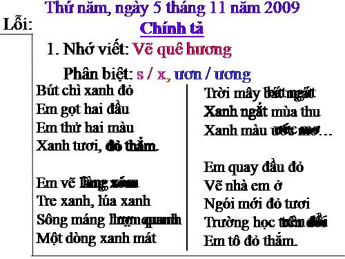 Tuần 11. Nhớ-viết: Vẽ quê hương