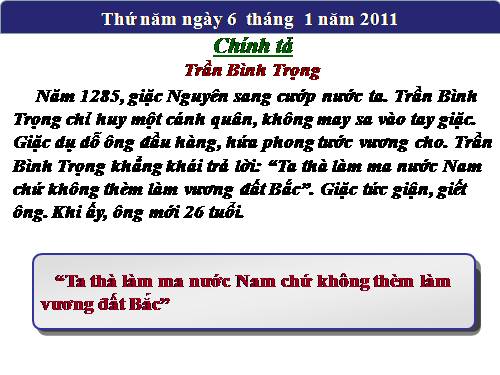 Tuần 19. Nghe-viết: Trần Bình Trọng