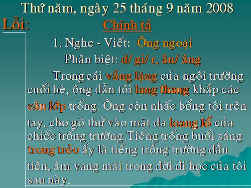 Tuần 4. Nghe-viết: Ông ngoại