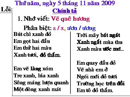 Tuần 11. Nhớ-viết: Vẽ quê hương