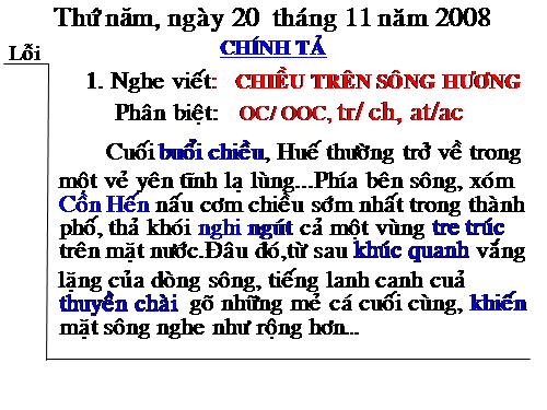 Tuần 12. Nghe-viết: Chiều trên sông Hương