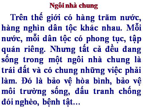 Tuần 32. Nghe-viết: Ngôi nhà chung