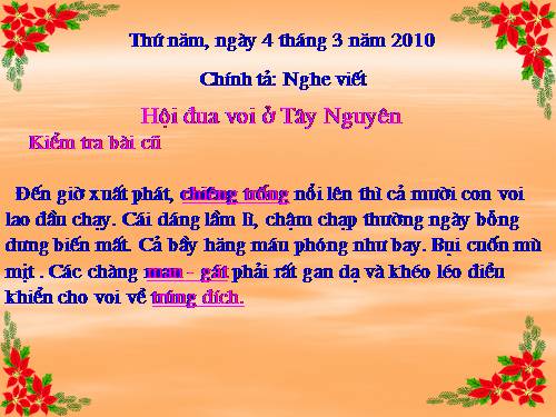 Tuần 25. Nghe-viết: Hội đua voi ở Tây Nguyên