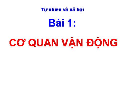 Bài 1. Cơ quan vận động