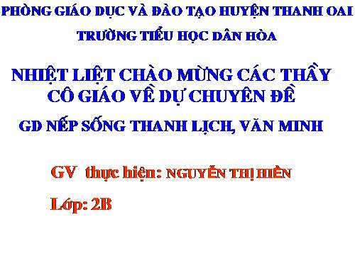 GIÁO DUC NẾP SÔNG VĂN MINH THANH LỊCH LỐ 2