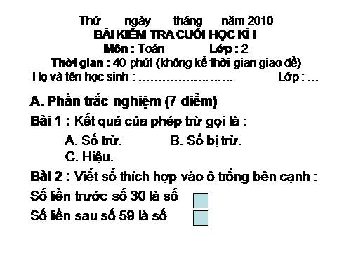 BKT TOAN LOP 2 PHAN HOÁ HS