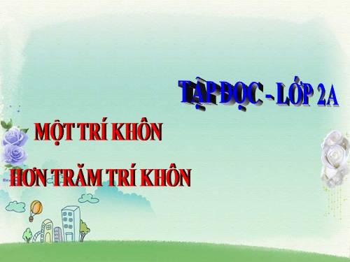 Tuần 22. Một trí khôn hơn trăm trí khôn
