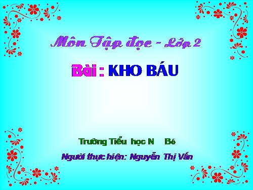 Tuần 28. Kho báu