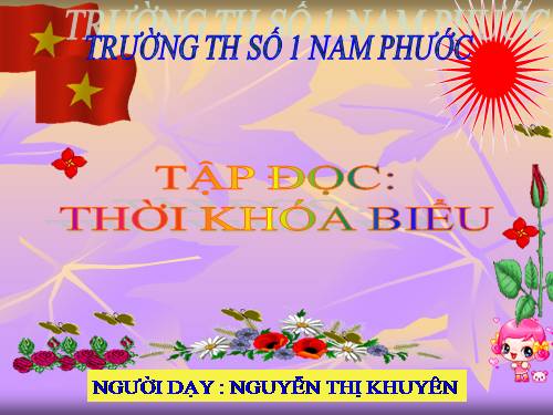 Tuần 7. Thời khoá biểu