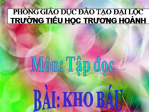 Tuần 28. Kho báu